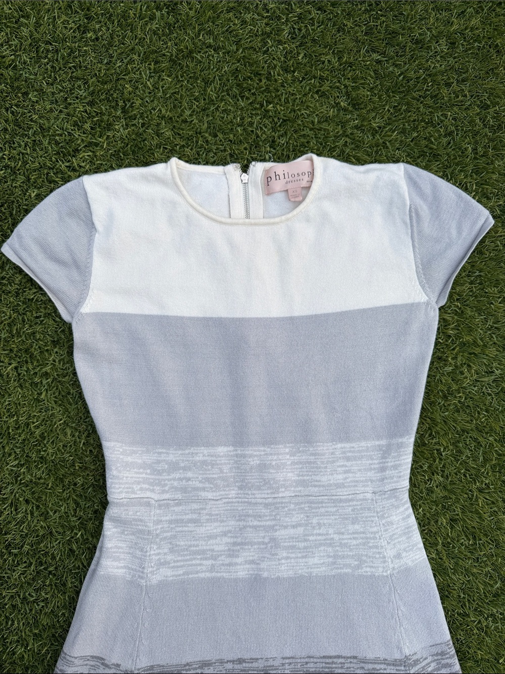 Philosophy Striped Ombre Midi Dress in White, Gray & Black - Picture 2 of 11